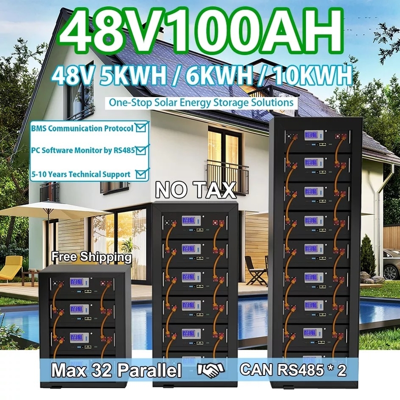 Lithium à énergie solaire Ion Phosphate Battery Pack 12V 48V 100Ah des systèmes LiFePO4 de stockage de 5KW 10KW