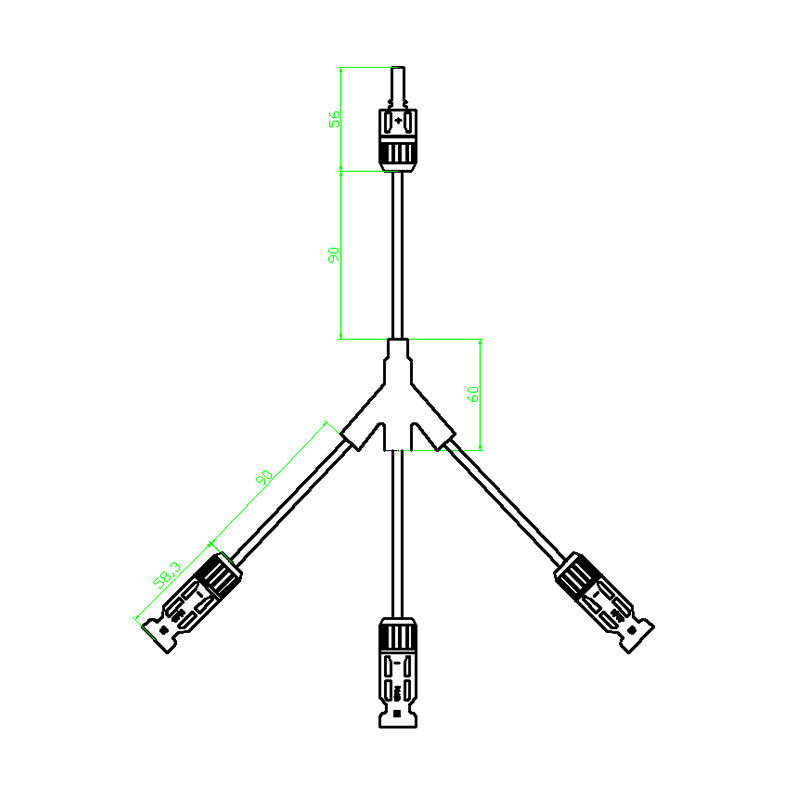 3 à 1 se réunir rapides de branche multi du connecteur MC4 pour la centrale