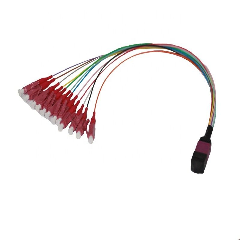 Type femelle optique polarité de connecteur femelle de câble d'évasion de corde de correction de fibre d'OM4 MMF MPO de B