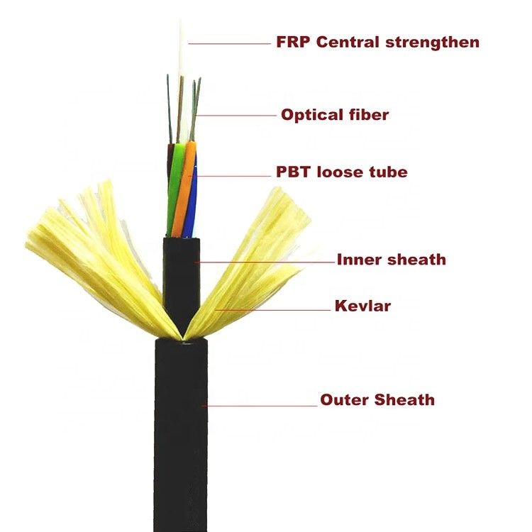 aérien extérieur de mode unitaire de 2km ADSS tout le câble optique autosuffisant diélectrique de fibre