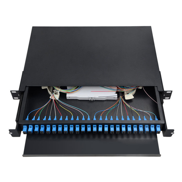 Port optique du tableau de connexions de fibre de FTTH ODF 48 tiroir de bâti de support de rail de glissière de 19 pouces