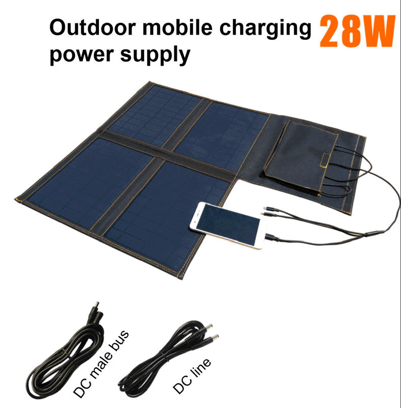 Remplissage extérieur campant du panneau solaire 5V de petit pliage imperméable portatif de 28W 24W