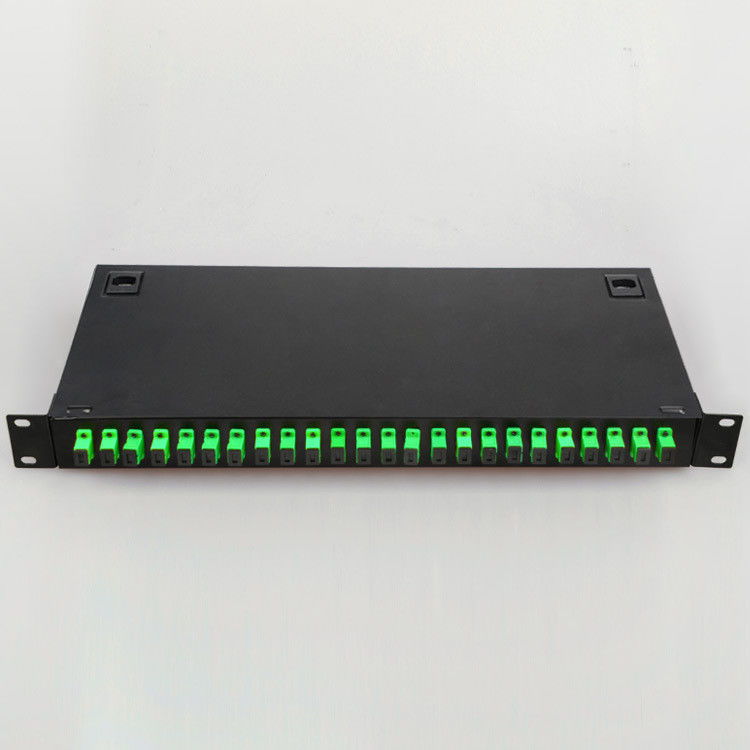Cadre de distribution optique gauche de réseau de bâti de support de tableau de connexions de fibre de ROHS 24/19 pouces