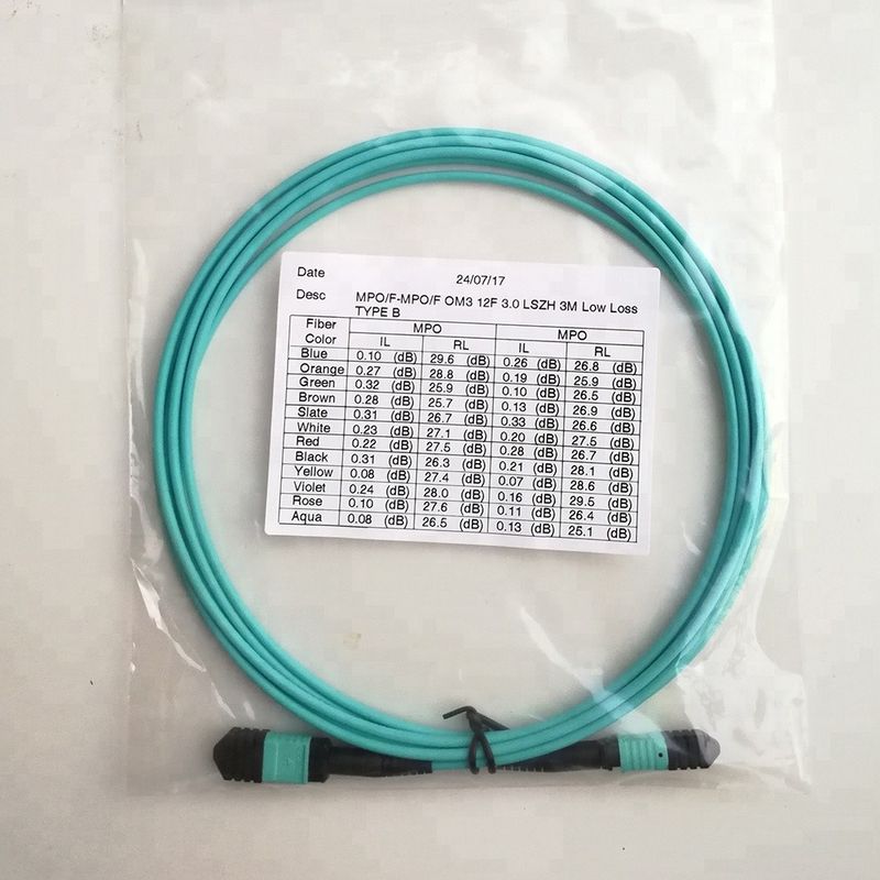 12 le tresse optique femelle de corde de correction de fibre des fibres MPO câblent 0.9mm 2.0mm 3.0mm